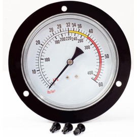 MEGA MOTION Air Dial Gauge for Coats® Tire Changers machines, Air pressure range from 0-60 PSI, Flange Mount with plastic retainers, Dial with a range of most common tire pressure. 8107985, 107985.