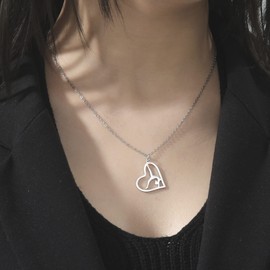 Gymnast Charm Necklace Gymnastics Gifts for Girls Flipping Gymnastics Sport Heart Pendant Necklace Stainless Steel Inspirational Jewelry Gifts for Women Gymnasts Coaches Sport Ballerina