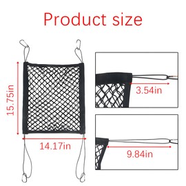 Mandark Dog Car Net Barrier, Stretchable Vehicle Pet Barrier with Safety Mesh Organizer, Auto Backseat Baby Divider Barrier & Storage Bag Accessories, Universal for SUV, RV, Truck