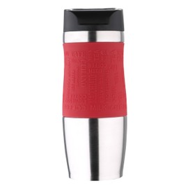 BERGNER Travel Thermos Flask 400 ml with Removable Lid Made of Stainless Steel Double Insulation Wall for Temperature Retention Drip-Proof Cap Red