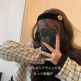 Lapimou Hair Headband for Painless Hair Accessories, Women's Velour, Pearl, Thick, Popular, Cute, Painless, Korean, Black (White, Free)