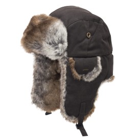 ULTRAFINO Ushanka Trooper Russian Pilot Aviator Leather Winter Trapper Hat Chocolate Large