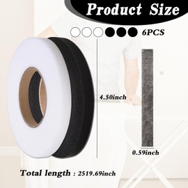 KOAUUKLYX No-Sew Fabric Fusing Tape – Iron-on Hemming Tape for Curtains, Clothing, DIY Crafts - Double-Sided Fabric Tape for Hemming in Black & White