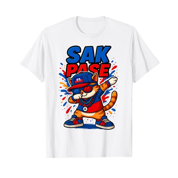 Sak Pase Haiti Flag Funny Cat Dabbing Design for Kids