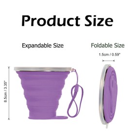 Intatikoo Silicone Collapsible Cups for Camping Travel,Small Portable Backpacking Camping Cup for Outdoor,Reusable Folding Travel Cup,270ml,Graduated(Purple)