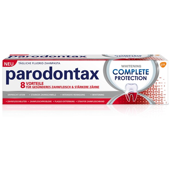 Parodontax Complete Protection Whitening Toothpaste with Fluoride, 1 x 75 ml, Helps Reduce and Prevent Bleeding Gums