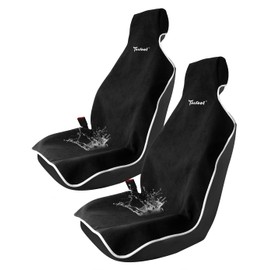 TESFEEL Car Seat Cover Towel, Waterproof Terry Cloth Car Seat Cover Universal Fit for Cars, SUVs, Pickups, Washable Car Seat Protector Brand Customized(Black,2pcs)