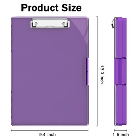 Rimilak Plastic Clipboard with Storage, Side Opening Clip Boards with 2 Storage Case, High Capacity Nursing Clipboards with Heavy Duty Clips for Work School Office Supplies, Dark Purple