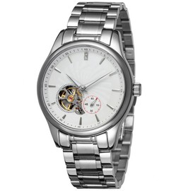 FORSINING Automatic Mechanical Movement Steel Strap Business Men Wristwatch(White  Silver)