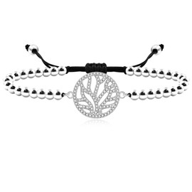 Tobestu Beautiful Cubic Zirconia Life Tree Platinum Plated Beaded Bracelet Unique Mother's Day Gift for Your Beloved Mom YA4740