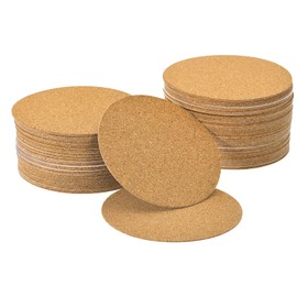 uxcell 100pcs Self Adhesive Cork Coasters 3.5 x 3.5 x 0.08 Cork Mats Cork Tiles Cork Backing Sheets Mini Cork Board for Coasters and DIY Crafts, Round