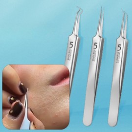 Sebum Removal, Pore Cleansing, Blackhead Removal Skincare Tool Acne Extractor 3-Piece Set with Stainless Steel Case 2ea