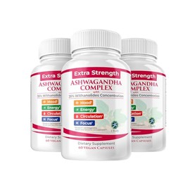 1 Body Ashwagandha Complex Supplement, Focus and Energy Support, 180 Vegan Capsules