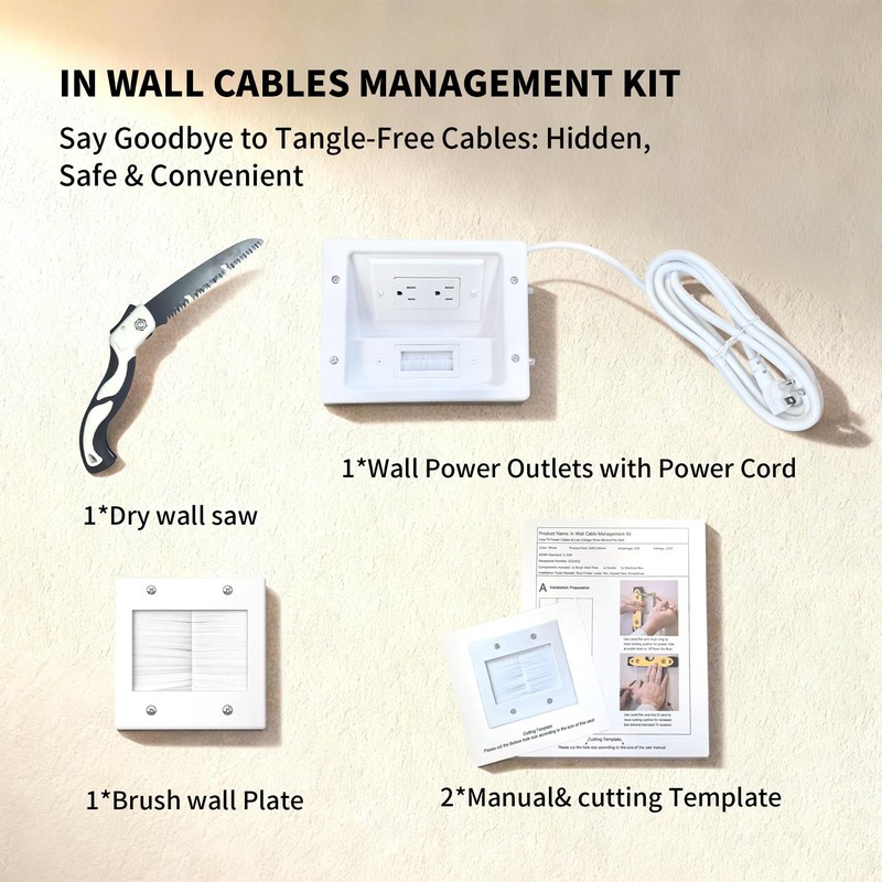 TV Cable Hider Wall Kit for Wall Mounted TV with