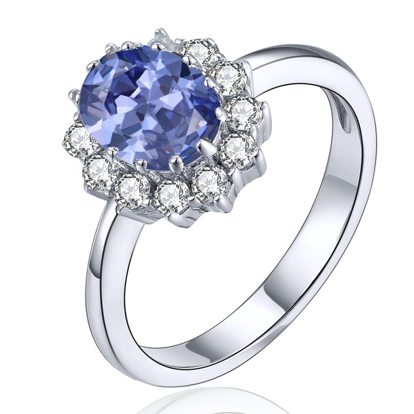 YL Women's Ring 925 Sterling Silver Oval 5A Cubic Zirconia
