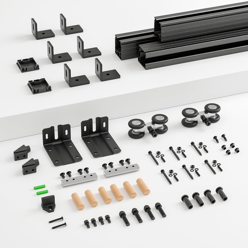 BONIKLUBA 6.6FT Box Rail Sliding Barn Door Hardware,Wall Mount Track