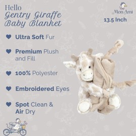 MON AMI Gentry The Giraffe Plush Lovey | 13.5-Inch Knotted Security Blanket | Soft Comfort Toy for Babies | Perfect Newborn Essential for Birthdays & Baby Showers
