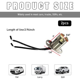 Gasedin 2PCS Car Light Bulb Socket, BA15D LED Bulb Light Lamp Socket Adapter with Wire Connector, Single Contact Snap-in Socket Lamp Holder for Truck Tail Light, Car Accessories (Short)