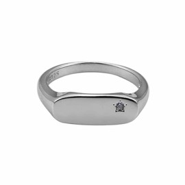 FeatherWish 925 Sterling Silver Ring Retro Vintage Style Signet Star Rectangle Statement Rings With Cubic Zirconia Women Size J L N P R (P.)