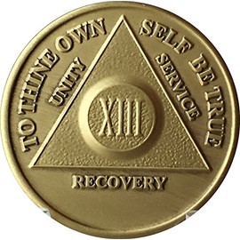 13 Year AA Medallion Traditional Bronze Raised Center Sobriety Chip
