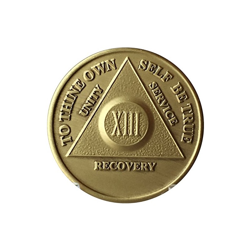 13 Year AA Medallion Traditional Bronze Raised Center Sobriety Chip
