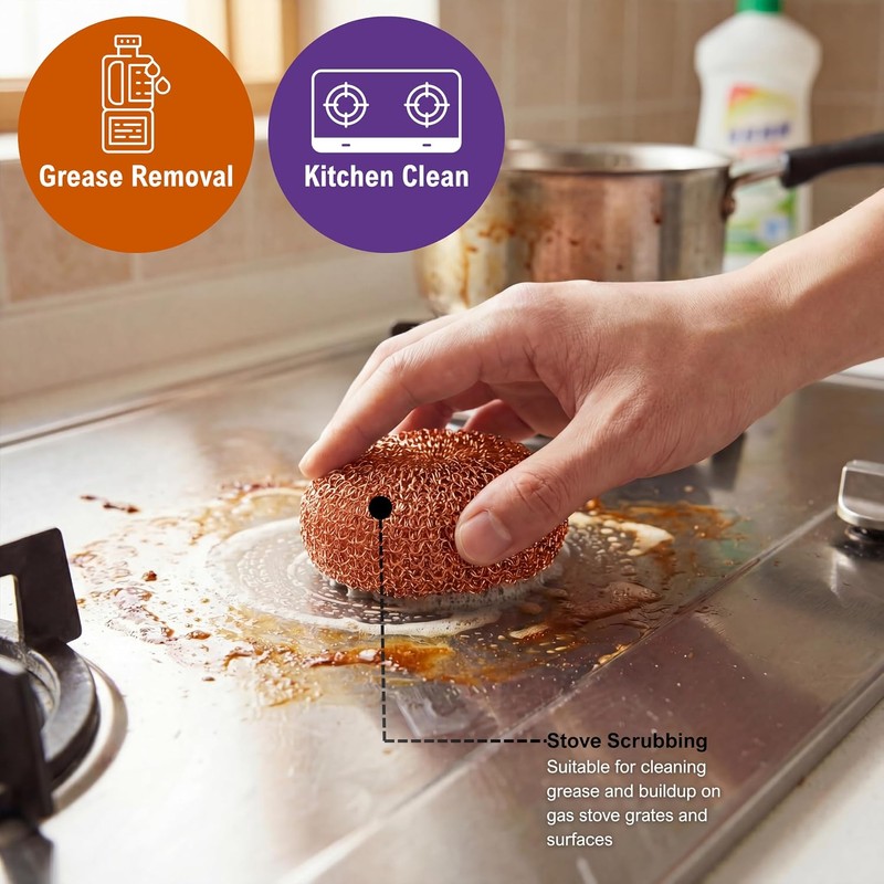 PAMI Heavy Duty Non Scratch Copper Scrubbers for Pots and