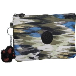 Kipling Viv Print Pouch w/ Plush Monkey Keychain Travel School Cosmetic Case