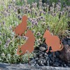 Unus Garden Cat Garden Stakes, Set of 3, Rust Stakes