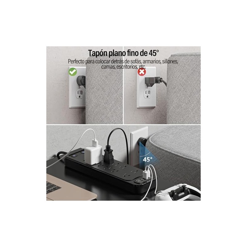 Kirogily Multicontacto Regleta Protector Supresor Picos Voltaje