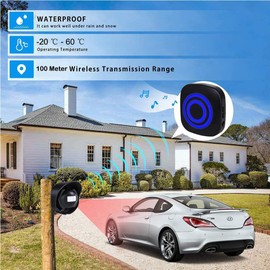 Passage Alarm, HommyFine Shop Bell Wireless Alarm System with Motion Sensor, Access Detector, Motion Bell with 38 Ringtones, Driveway Alarm Set with Blue LED Display
