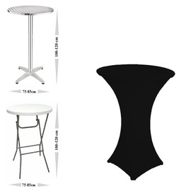 GABALITAINS Stretch Spandex Tablecloth for Cocktail Table Diameter 80 cm with 4 Feet Light Grey