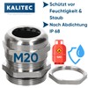 Pack of 5 Kalitec M20 Cable Gland Brass 7.0-13.0 mm