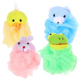 WOONEKY 4 Pack Exfoliating Bath Shower Animal Shapes Kids Bath Gentle Exfoliation for Kids' Skin Care