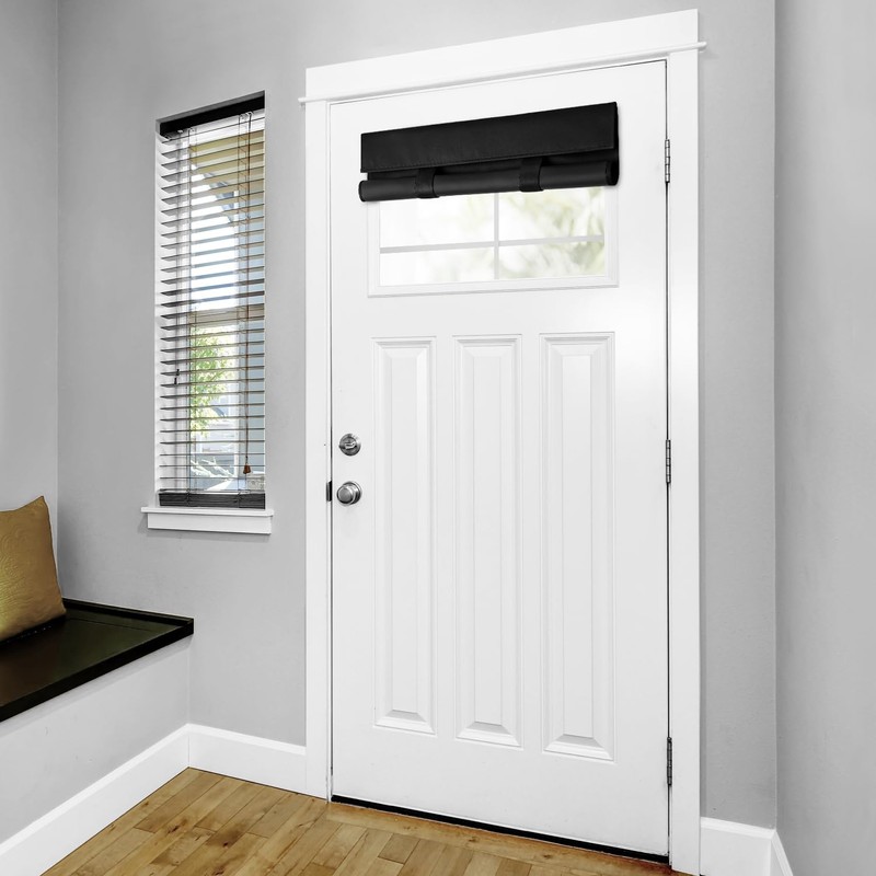 HOMEIDEAS 100% Blackout Door Curtains for French Door 26x12 Inch