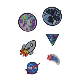 NASA - Juego de parches para planchar espaciales para niños, estrellas de cohetes, astronautas y galaxias, parches bordados para chaquetas, mochilas, jeans, aplicaciones de tela DIY