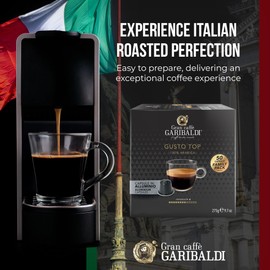 Gran Caffè Garibaldi Espresso Pods, Italian Roasted Compatible Nespresso Original Line Machines, 100% Arabica Blend, Brazilian & Central American Beans, Cocoa Aroma - Gusto Top (Aluminum) 50 Cups