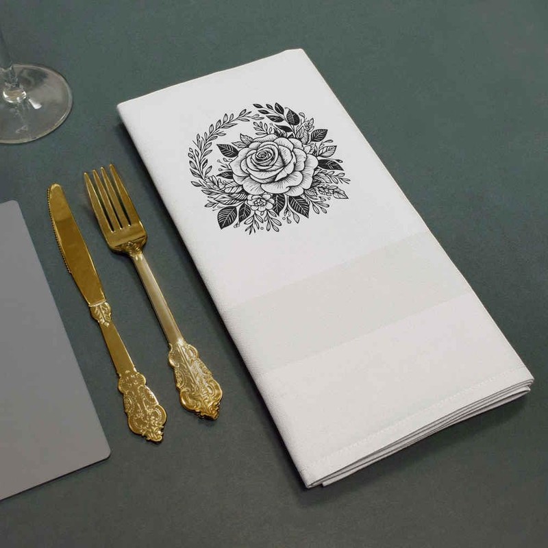 'Rose Floral Motif' Cotton Napkin/Dinner Cloth (NK00042930)