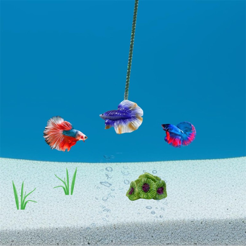 Khanoqq Interactive Betta Fish Flare Stick Toy for Tanks -