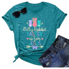 Happy Easter Cute Women's Cotton Sleeveless T-Shirts with Easter Bunny & Egg GraphicsColor: Cyan-easter rabbit, Size: Xl