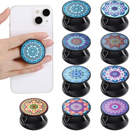 Honoson 9 Pieces Cell Phone Grip Holder Collapsible Holder Colorful Self-Adhesive Finger Ring Sublimation for Smartphone and Tablets(Mandala Pattern)
