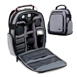 USA Gear DSLR Kamerarucksack, Kameratasche, Kamera Fotorucksack für Spiegelreflexkamera mit Kundengerechten Zubehörteilern, Wetterbeständiger Boden und Bequemer Rückenstütze - Grau