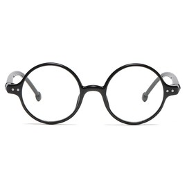 JOVAKIT Gafas de Bloqueo de Luz Azul Redondas Retro para Mujeres Y Hombres, Gafas de Computadora Sin Receta de Estilo Vintage Literario (Negro) Ancho de La Lente A2 Negro