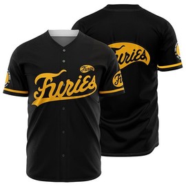 KUYBOBCEL Men's The Furies Baseball Movie Jersey Shirts Costume Stitched, Black L