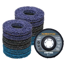 POWERTEC 4-1/2 Inch Strip Discs for Angle Grinder 12-Pack, 7/8" Arbor Stripping Wheel - Remove Paint Coating Rust Welds Oxidation for Metal & Wood Surface Preparation (11103-P2)
