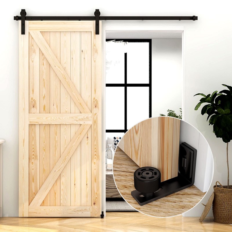 LQKUMJG Sliding Barn Door Floor Guide Wall Mount Hardware Adjustable