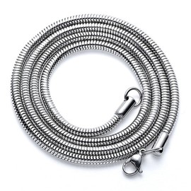 INFINIQUE CREATIONS Stainless Steel Silver Round Snake Chain Necklace Men Women 1mm to 3mm 7" to 30" (18, 2.5mm, Silver)