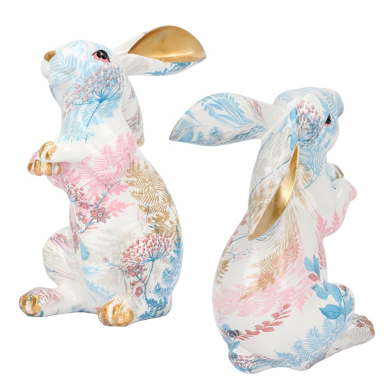 Rabbit Statue Nordic Style Handcrafted Painted Resin Rabbit Desktop Ornament
