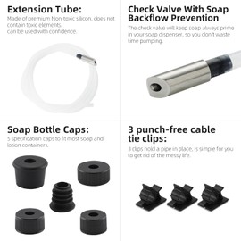 Sink Soap Dispenser Extension Tube Kit, 47" Under Counter Gappo Soap Dispenser Tube with Upgraded Metal Check Valve for Kitchen Sink