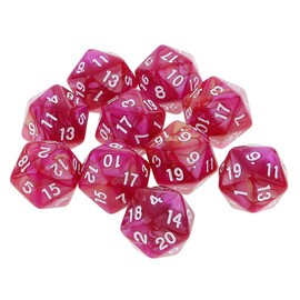 10pcs 20 Sided D20 Polyhedral Dice D20 Dice Set for Role Playing and Table Games, Purple Red