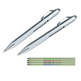 WEDO Pack of 2 4 Colour Retractable Ballpoint Pens + Refills